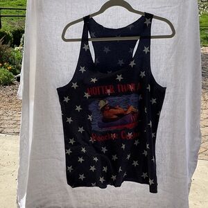 Star Print Black Graphic Tank - "Hotter Than a Hoochie Coochie"
